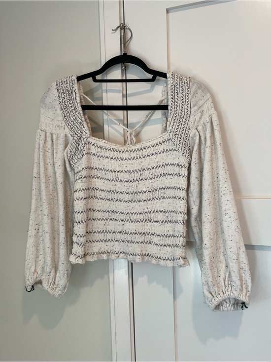 Free People Tops - Free People Cream Smocked Square-Neck Peasant Top